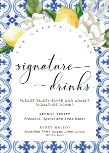 MED-BLU-7-B2533 - THE MED - LEMONS - SIGNATURE COCKTAILS SIGN - ARCH - 5" x 7": MED-BLU-7-B2533 - THE MED - LEMONS - SIGNATURE COCKTAILS SIGN - ARCH
