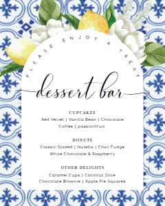 MED-BLU-7-B2535 - THE MED - LEMONS - DESSERT BAR SIGN - ARCH - 8" x 10": MED-BLU-7-B2535 - THE MED - LEMONS - DESSERT BAR SIGN - ARCH