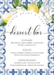 MED-BLU-7-B2535 - THE MED - LEMONS - DESSERT BAR SIGN - ARCH - 5" x 7": MED-BLU-7-B2535 - THE MED - LEMONS - DESSERT BAR SIGN - ARCH