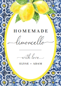 POS-BLY-6-B2121 - POSITANO BLUE TILE - LEMONS - HOMEMADE LIMONCELLO FAVOUR TAGS - 1.77" x 2.5": POS-BLY-6-B2121 - POSITANO BLUE TILE - LEMONS - HOMEMADE LIMONCELLO FAVOUR TAGS