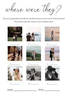 QSC-WHT-10-B2083 - QUINN SCRIPT - WHITE - WHERE WERE THEY PHOTO GAME - 9 PHOTOS - 5" x 7": QSC-WHT-10-B2083 - QUINN SCRIPT - WHITE - WHERE WERE THEY PHOTO GAME