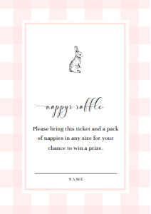 GIN-PNK-2-B2236 - GINGHAM - PINK BUNNY - RAFFLE TICKET - A7: GIN-PNK-1-B2237 - GINGHAM - PINK BUNNY - BABY SHOWER INVITATION SUITE