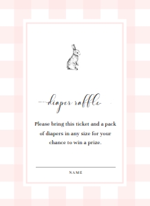 GIN-PNK-2-B2236 - GINGHAM - PINK BUNNY - RAFFLE TICKET - 4" x 5.5": GIN-PNK-1-B2237 - GINGHAM - PINK BUNNY - BABY SHOWER INVITATION SUITE