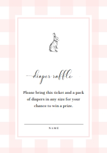 GIN-PNK-2-B2236 - GINGHAM - PINK BUNNY - RAFFLE TICKET - 3.5" x 5": GIN-PNK-1-B2237 - GINGHAM - PINK BUNNY - BABY SHOWER INVITATION SUITE