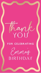 WAV-HPG-6-B2589 - WAVE - HOT PINK GOLD - THANK YOU TAG - 2" x 3.5": WAV-HPG-6-B2589 - WAVE - HOT PINK GOLD - THANK YOU TAG