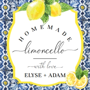 POS-BLY-6-B2121 - POSITANO BLUE TILE - LEMONS - HOMEMADE LIMONCELLO FAVOUR TAGS - 1" x 1": POS-BLY-6-B2121 - POSITANO BLUE TILE - LEMONS - HOMEMADE LIMONCELLO FAVOUR TAGS