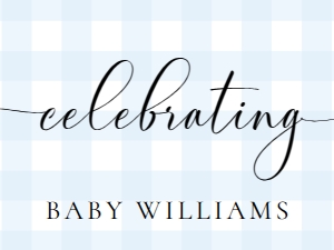 GIN-BLU-3-B2600 - GINGHAM - BLUE - CELEBRATING SIGN - 18" x 24": GIN-BLU-3-B2600 - GINGHAM - BLUE - CELEBRATING SIGN