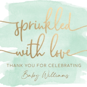WAT-GRE-6-B2482 - WATERCOLOUR GREEN - GOLD - SPRINKLED WITH LOVE TAG - 2" x 2": WAT-GRE-6-B2482 - WATERCOLOUR GREEN - GOLD - SPRINKLED WITH LOVE TAG