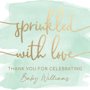 WAT-GRE-6-B2482 - WATERCOLOUR GREEN - GOLD - SPRINKLED WITH LOVE TAG - 2.5" x 2.5": WAT-GRE-6-B2482 - WATERCOLOUR GREEN - GOLD - SPRINKLED WITH LOVE TAG