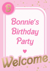 BAR-PNK-3-B1545 - BARBIE - PINK GOLD - WELCOME SIGN - A3: BAR-PNK-3-B1545 - BARBIE - PINK GOLD - WELCOME SIGN