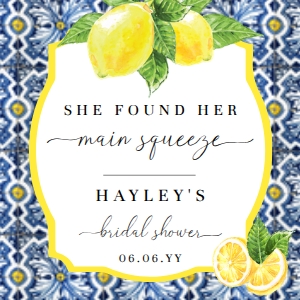 POS-BLY-6-B2607 - POSITANO BLUE TILE - LEMONS - MAIN SQUEEZE FAVOUR TAG - 2" x 2": POS-BLY-6-B2607 - POSITANO BLUE TILE - LEMONS - MAIN SQUEEZE FAVOUR TAG