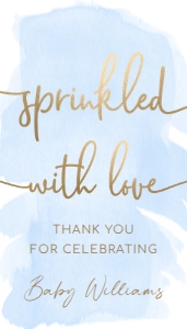 WAT-BLU-6-B2482 - WATERCOLOUR BLUE - GOLD - SPRINKLED WITH LOVE TAG - 2" x 3.5": WAT-BLU-6-B2482 - WATERCOLOUR BLUE - GOLD - SPRINKLED WITH LOVE TAG