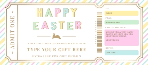 STR-PMT-14-B2610 - STRIPE - PASTEL MULTI - EASTER GIFT CERTIFICATE - 4" x 9": STR-PMT-14-B2610 - STRIPE - PASTEL MULTI - EASTER GIFT CERTIFICATE