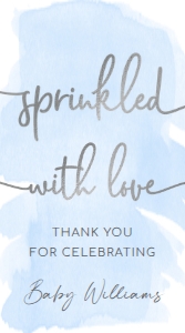WAT-BLU-6-B2611 - WATERCOLOUR BLUE - SILVER - SPRINKLED WITH LOVE TAG - 5cm x 9cm: WAT-BLU-6-B2611 - WATERCOLOUR BLUE - SILVER - SPRINKLED WITH LOVE TAG