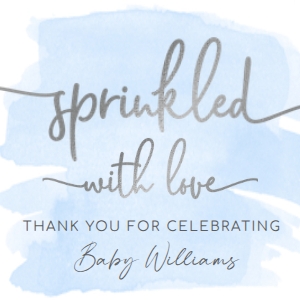 WAT-BLU-6-B2611 - WATERCOLOUR BLUE - SILVER - SPRINKLED WITH LOVE TAG - 2" x 2": WAT-BLU-6-B2611 - WATERCOLOUR BLUE - SILVER - SPRINKLED WITH LOVE TAG