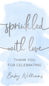 WAT-BLU-6-B2611 - WATERCOLOUR BLUE - SILVER - SPRINKLED WITH LOVE TAG - 2" x 3.5": WAT-BLU-6-B2611 - WATERCOLOUR BLUE - SILVER - SPRINKLED WITH LOVE TAG