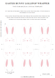 EAS-WTP-6-B2622 - EASTER - WHITE PINK - EASTER BUNNY LOLLIPOP WRAP - A4: EAS-WTP-6-B2622 - EASTER - WHITE PINK - EASTER BUNNY LOLLIPOP WRAP