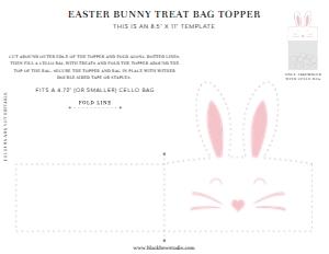 EAS-WTP-6-B2625 - EASTER - WHITE PINK - EASTER BUNNY TREAT BAG TOPPER - LETTER: EAS-WTP-6-B2625 - EASTER - WHITE PINK - EASTER BUNNY TREAT BAG TOPPER