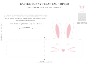 EAS-WTP-6-B2625 - EASTER - WHITE PINK - EASTER BUNNY TREAT BAG TOPPER - A4: EAS-WTP-6-B2625 - EASTER - WHITE PINK - EASTER BUNNY TREAT BAG TOPPER