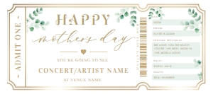 FER-GRE-14-B2629 - FERRAS - GREEN - MOTHER'S DAY CONCERT GIFT CERTIFICATE - 4" x 9": FER-GRE-14-B2629 - FERRAS - GREEN - MOTHER'S DAY CONCERT GIFT CERTIFICATE