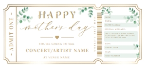 FER-GRE-14-B2629 - FERRAS - GREEN - MOTHER'S DAY CONCERT GIFT CERTIFICATE - DL: FER-GRE-14-B2629 - FERRAS - GREEN - MOTHER'S DAY CONCERT GIFT CERTIFICATE
