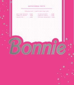BAR-HPK-6-B2648 - BARBIE PARTY - HOT PINK SILVER - CHOCOLATE WRAPPER - 5.25" x 6": BAR-HPK-6-B2648 - BARBIE PARTY - HOT PINK SILVER - CHOCOLATE WRAPPER