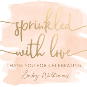 WAT-PEA-6-B2482 - WATERCOLOUR PEACH - GOLD - SPRINKLED WITH LOVE TAG - 2" x 2": WAT-PEA-6-B2482 - WATERCOLOUR PEACH - GOLD - SPRINKLED WITH LOVE TAG