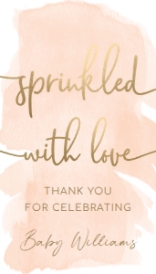 WAT-PEA-6-B2482 - WATERCOLOUR PEACH - GOLD - SPRINKLED WITH LOVE TAG - 2" x 3.5": WAT-PEA-6-B2482 - WATERCOLOUR PEACH - GOLD - SPRINKLED WITH LOVE TAG