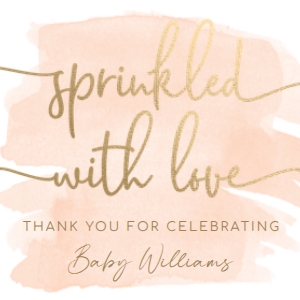 WAT-PEA-6-B2482 - WATERCOLOUR PEACH - GOLD - SPRINKLED WITH LOVE TAG - 5cm x 5cm: WAT-PEA-6-B2482 - WATERCOLOUR PEACH - GOLD - SPRINKLED WITH LOVE TAG