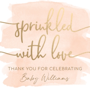 WAT-PEA-6-B2482 - WATERCOLOUR PEACH - GOLD - SPRINKLED WITH LOVE TAG - 2.5" x 2.5": WAT-PEA-6-B2482 - WATERCOLOUR PEACH - GOLD - SPRINKLED WITH LOVE TAG