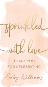 WAT-PEA-6-B2482 - WATERCOLOUR PEACH - GOLD - SPRINKLED WITH LOVE TAG - 5cm x 9cm: WAT-PEA-6-B2482 - WATERCOLOUR PEACH - GOLD - SPRINKLED WITH LOVE TAG
