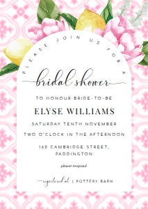 MED-PNK-1-B1750 - THE MED - PINK LEMONS - BRIDAL SHOWER INVITATION - ARCH - A6: MED-PNK-1-B1968 - THE MED - PINK LEMONS - BRIDAL SHOWER INVITATION SUITE - ARCH