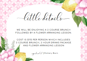 MED-PNK-2-B1966 - THE MED - PINK LEMONS - DETAILS CARD - ARCH - 3.5" x 5": MED-PNK-1-B1968 - THE MED - PINK LEMONS - BRIDAL SHOWER INVITATION SUITE - ARCH