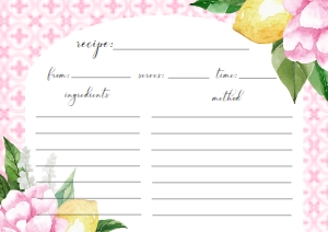 MED-PNK-2-B1967 - THE MED - PINK LEMONS - RECIPE CARD - ARCH - A7: MED-PNK-1-B1968 - THE MED - PINK LEMONS - BRIDAL SHOWER INVITATION SUITE - ARCH