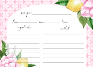 MED-PNK-2-B1967 - THE MED - PINK LEMONS - RECIPE CARD - ARCH - 4" x 5.5": MED-PNK-1-B1968 - THE MED - PINK LEMONS - BRIDAL SHOWER INVITATION SUITE - ARCH