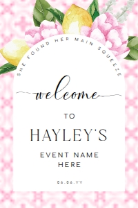 MED-PNK-3-B1893 - THE MED - PINK LEMONS - ARCH WELCOME SIGN - 24" x 36": MED-PNK-3-B1893 - THE MED - PINK LEMONS - ARCH WELCOME SIGN