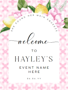 MED-PNK-3-B1893 - THE MED - PINK LEMONS - ARCH WELCOME SIGN - 18" x 24": MED-PNK-3-B1893 - THE MED - PINK LEMONS - ARCH WELCOME SIGN
