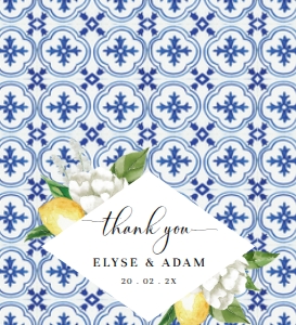 MED-BLU-6-B2265 - THE MED - LEMONS - FAVOUR BAG TOPPER - 5.5cm x 10cm: MED-BLU-6-B2265 - THE MED - LEMONS - FAVOUR BAG TOPPER