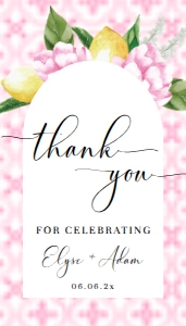 MED-PNK-6-B2312 - THE MED - PINK LEMONS - THANK YOU FAVOURS TAGS - ARCH - 2" x 3.5": MED-PNK-6-B2312 - THE MED - PINK LEMONS - THANK YOU FAVOURS TAGS - ARCH