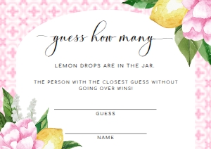 MED-PNK-10-B286 - THE MED - PINK LEMONS - GUESS HOW MANY CARD - ARCH - A7: MED-PNK-7-B2663 - THE MED - PINK LEMONS - GUESS HOW MANY SIGN AND CARD - ARCH