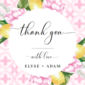 MED-PNK-6-B2312 - THE MED - PINK LEMONS - THANK YOU FAVOURS TAGS - 2.5" x 2.5": MED-PNK-6-B2312 - THE MED - PINK LEMONS - THANK YOU FAVOURS TAGS - ARCH