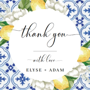 MED-BLU-6-B2312 - THE MED - LEMONS - THANK YOU TAGS - 2.5" x 2.5": MED-BLU-6-B2312 - THE MED - LEMONS - THANK YOU FAVOURS TAGS - ARCH