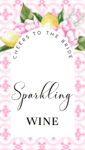 MED-PNK-6-B2668 - THE MED - PINK LEMONS - MIMOSA BAR JUICE TAGS - ARCH - 2" x 3.5": MED-PNK-7-B2667 - THE MED - PINK LEMONS - MIMOSA BAR SIGN - ARCH