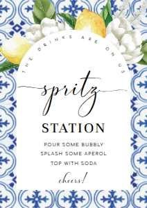 MED-BLU-7-B2670 - THE MED - LEMONS - SPRITZ STATION SIGN - ARCH - A4: MED-BLU-7-B2670 - THE MED - LEMONS - SPRITZ STATION SIGN