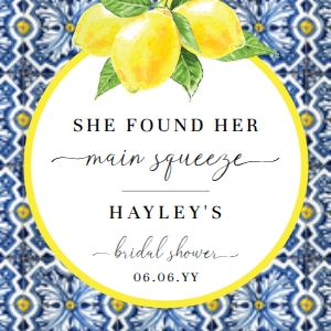 POS-BLY-6-B2607 - POSITANO BLUE TILE - LEMONS - MAIN SQUEEZE FAVOUR TAG - 2.5" CIRCLE: POS-BLY-6-B2607 - POSITANO BLUE TILE - LEMONS - MAIN SQUEEZE FAVOUR TAG
