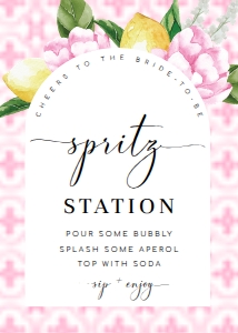 MED-PNK-7-B2670 - THE MED - PINK LEMONS - SPRITZ STATION SIGN - ARCH - 5" x 7": MED-PNK-7-B2670 - THE MED - PINK LEMONS - SPRITZ STATION SIGN - ARCH