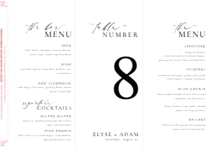 ELE-WHT-12-B2683 - ELLESMERE - WHITE - TRI-FOLD MENU TABLE NUMBER - A4: ELE-WHT-12-B2683 - ELLESMERE - WHITE - TRI-FOLD MENU TABLE NUMBER