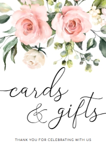 DAR-PNK-7-B1175 - DARCY FLORAL - PINK - CARDS AND GIFTS SIGN - PORTRAIT - A4: DAR-PNK-7-B1175 - DARCY FLORAL - PINK - CARDS AND GIFTS SIGN