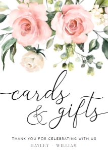 DAR-PNK-7-B1175 - DARCY FLORAL - PINK - CARDS AND GIFTS SIGN - PORTRAIT - 5" x 7": DAR-PNK-7-B1175 - DARCY FLORAL - PINK - CARDS AND GIFTS SIGN
