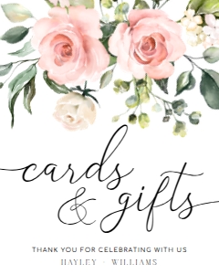 DAR-PNK-7-B1175 - DARCY FLORAL - PINK - CARDS AND GIFTS SIGN - PORTRAIT - 8" x 10": DAR-PNK-7-B1175 - DARCY FLORAL - PINK - CARDS AND GIFTS SIGN